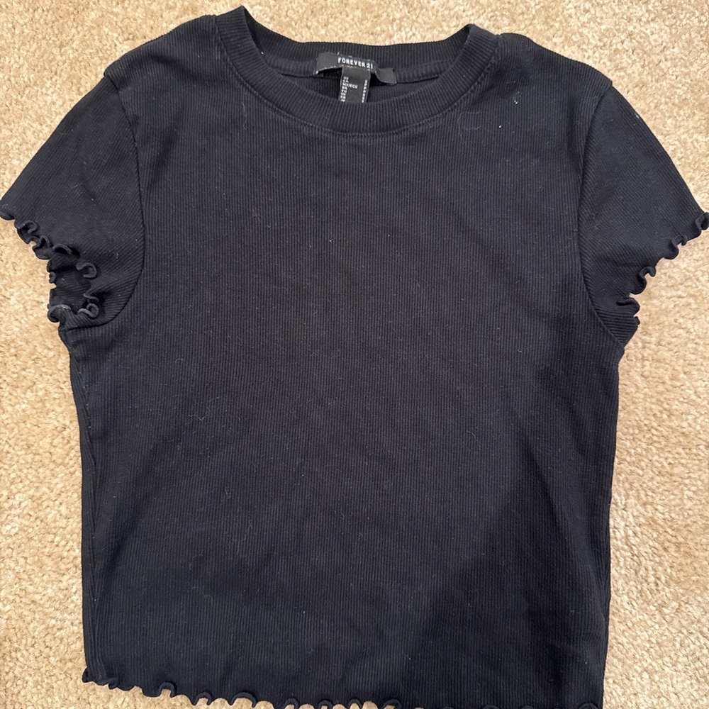 Forever 21 Black Ribbed Knit Top